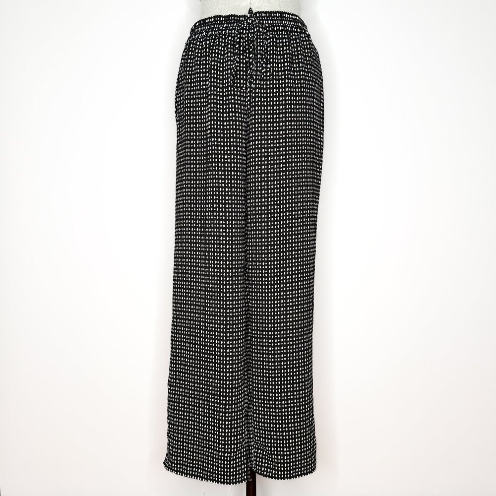 LOFT Black & White Dot High Waist Wide Leg Lounge Pants - Size Extra Small